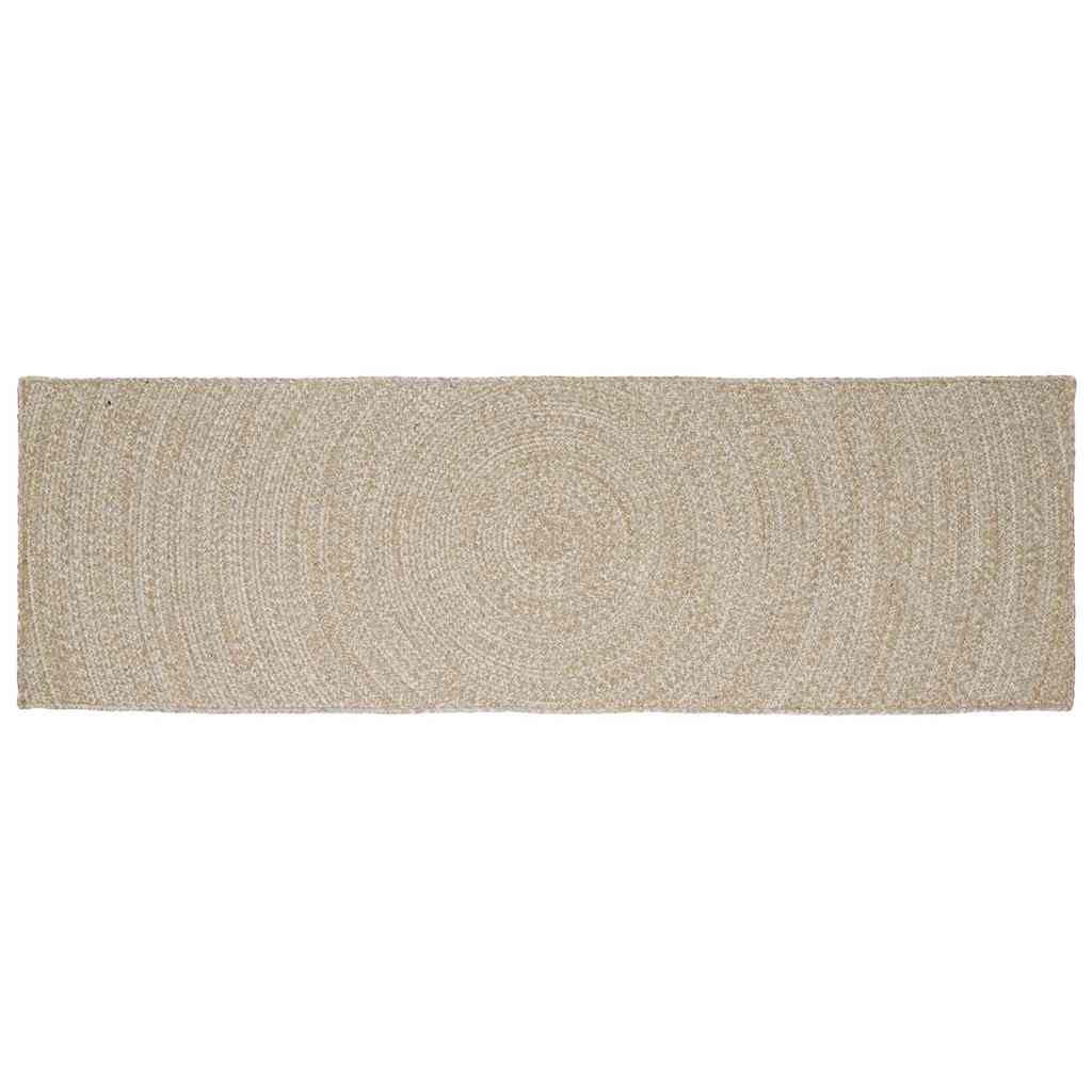 Tappeti per area Rettangolare Naturale e Bianco 80 x 250 cm