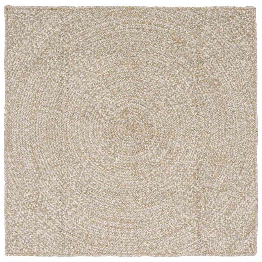 Tappeti per area Quadrato Naturale e Bianco 160 x 160 cm Juta