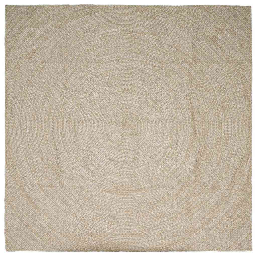 Tappeti per area Quadrato Naturale e Bianco 240 x 240 cm Juta