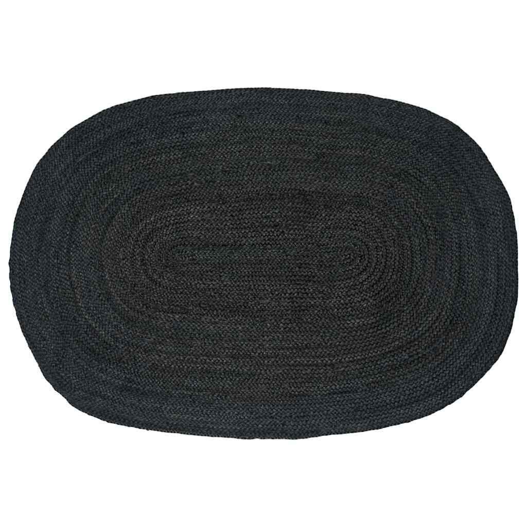 Tappeti per area Ovale Nero 100 x 152 cm Juta
