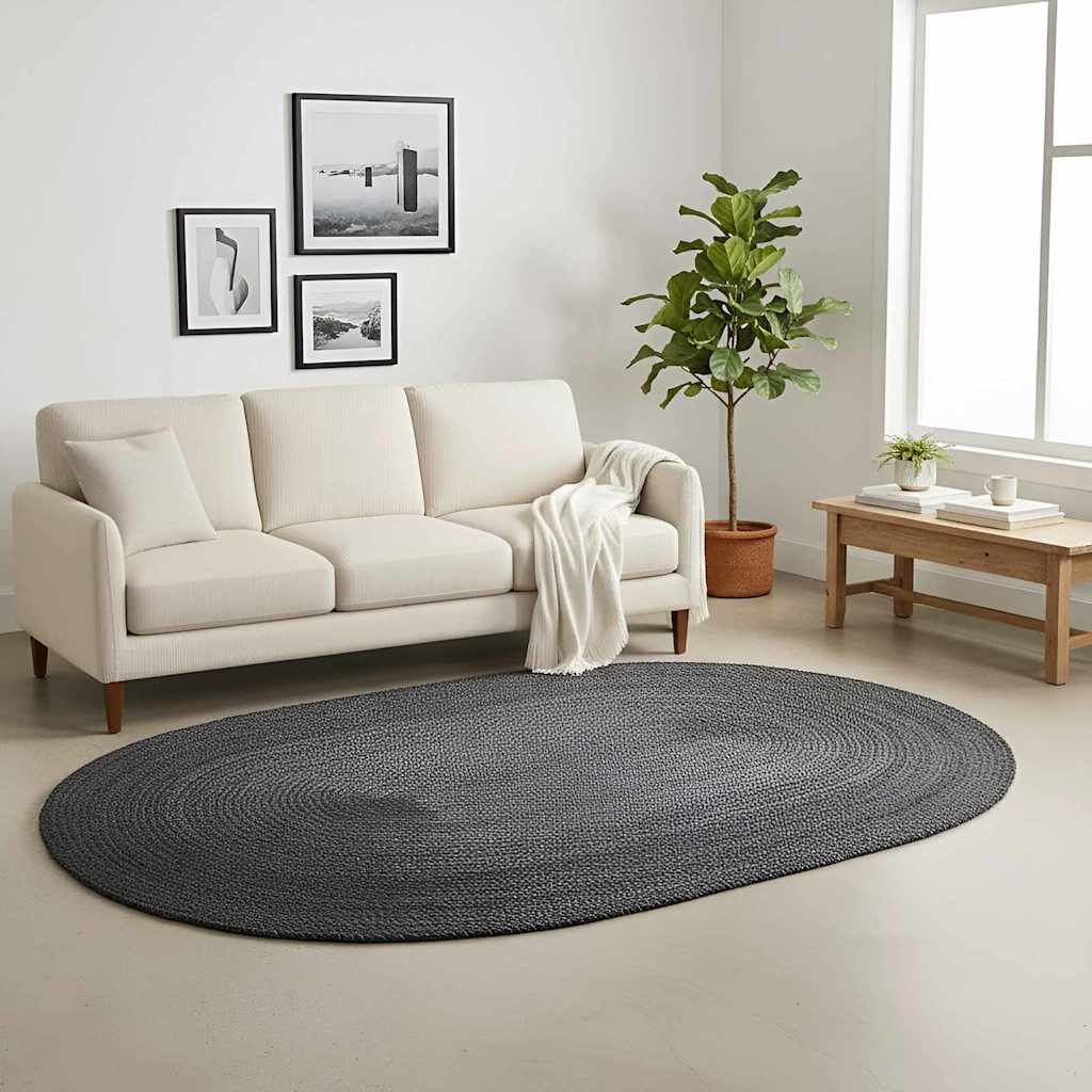 Tappeti per area Ovale Nero 100 x 152 cm Juta