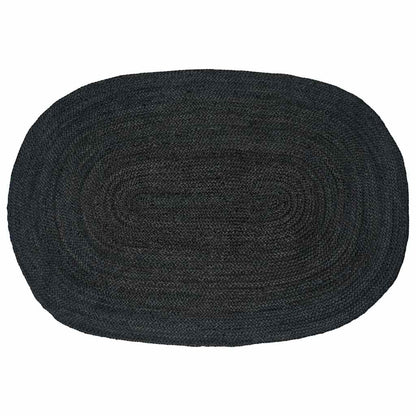 Tappeti per area Ovale Nero 122 x 183 cm Juta