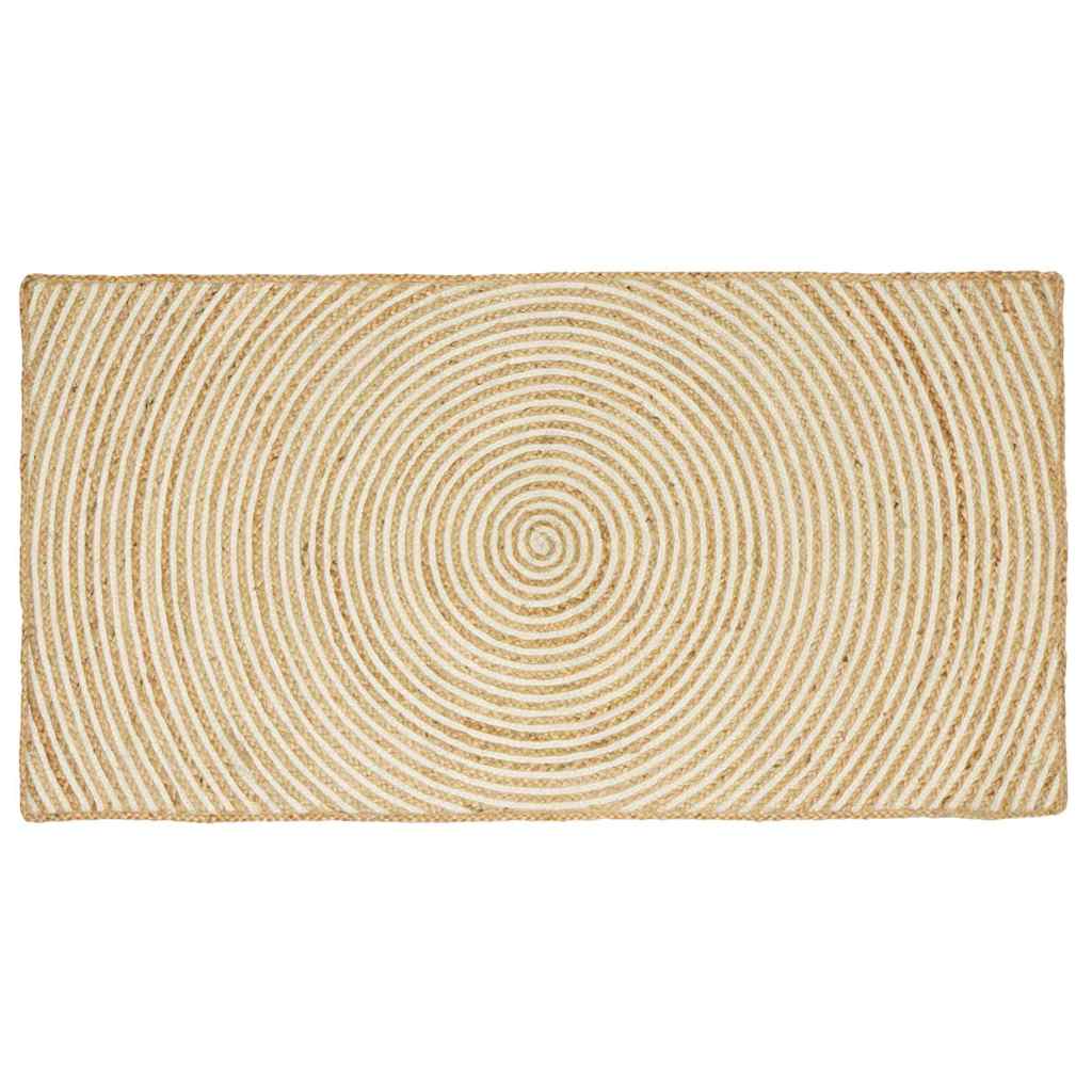 Tappeto Naturale e Bianco 60 x 110 cm Juta
