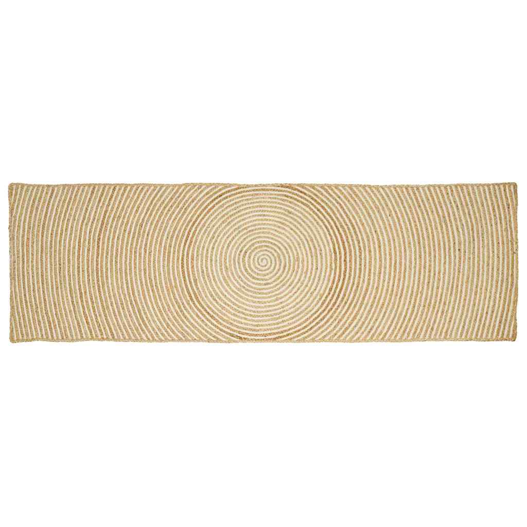 Tappeto Naturale e Bianco 80 x 300 cm Juta