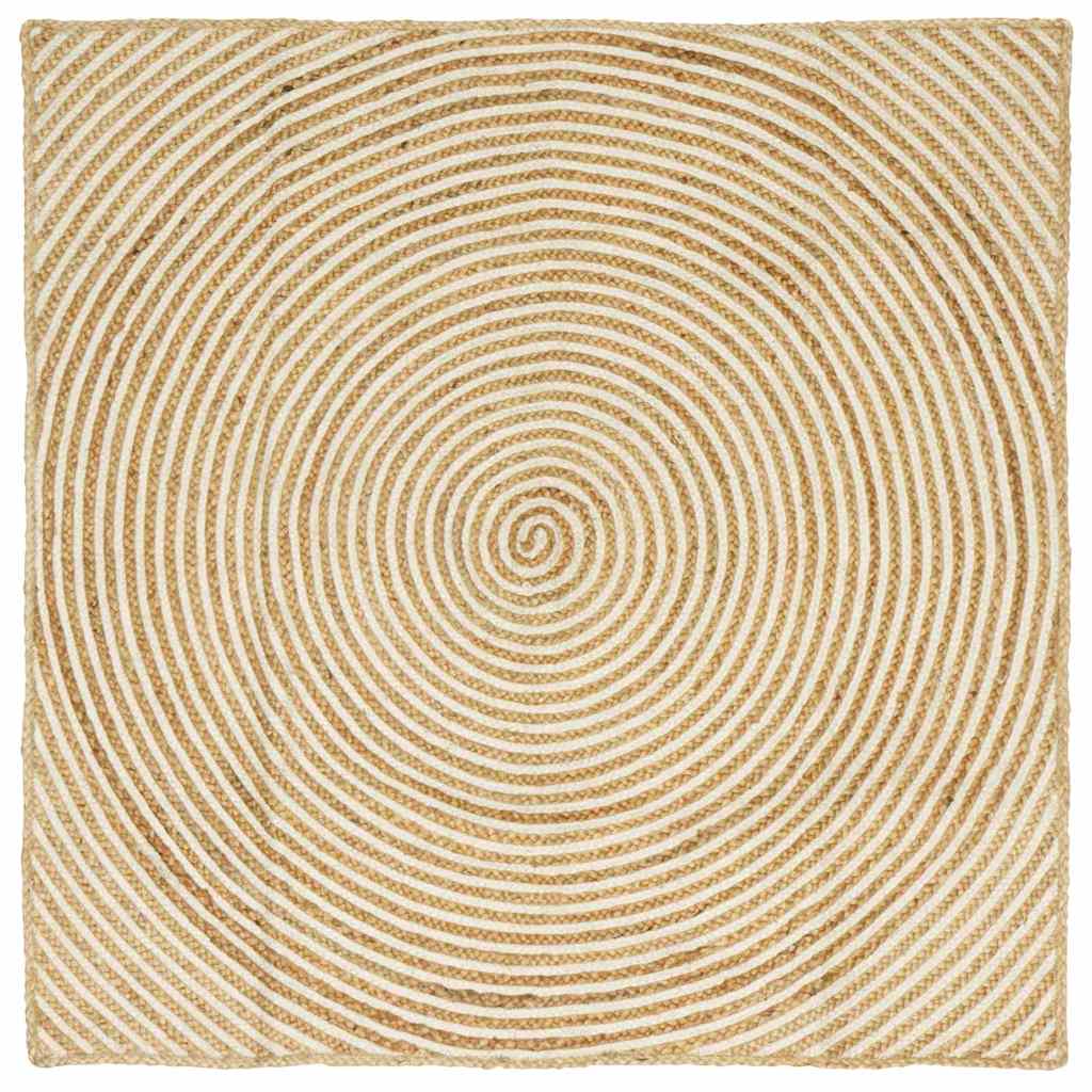 Tappeto Naturale e Bianco 120 x 120 cm Juta