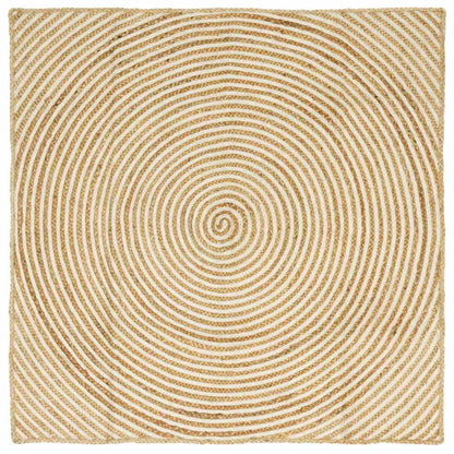 Tappeto Naturale e Bianco 120 x 120 cm Juta