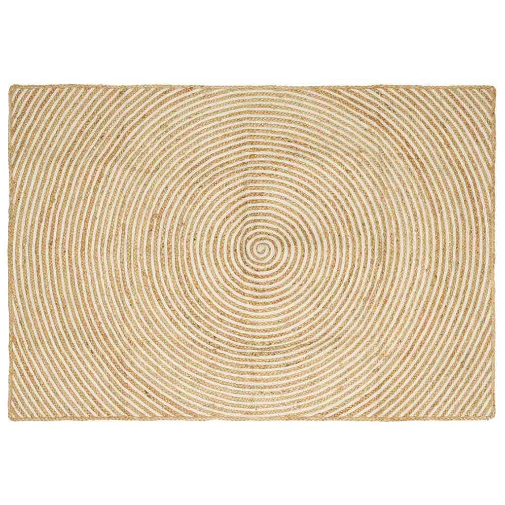 Tappeto Naturale e Bianco 140 x 200 cm Juta