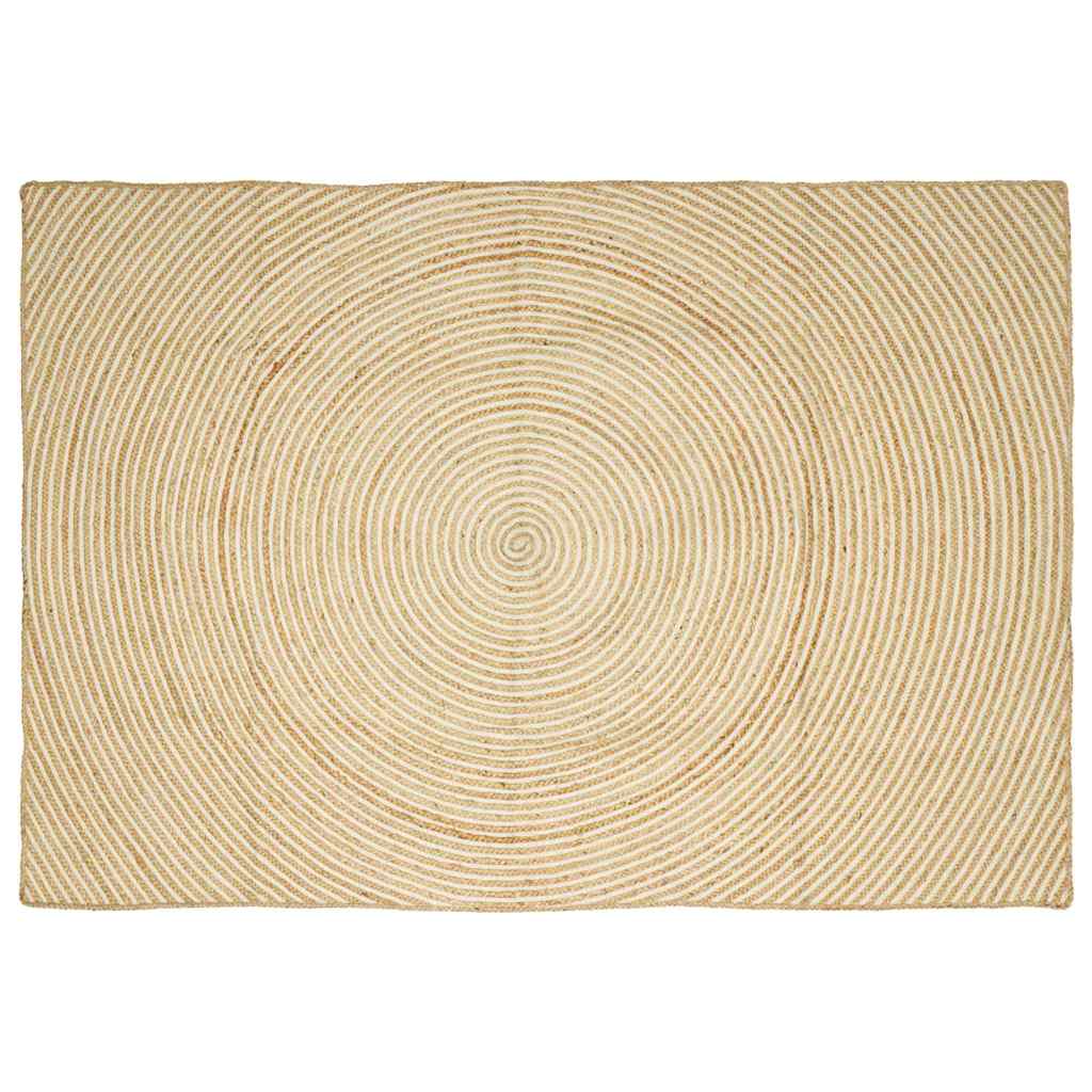 Tappeto Naturale e Bianco 160 x 230 cm Juta