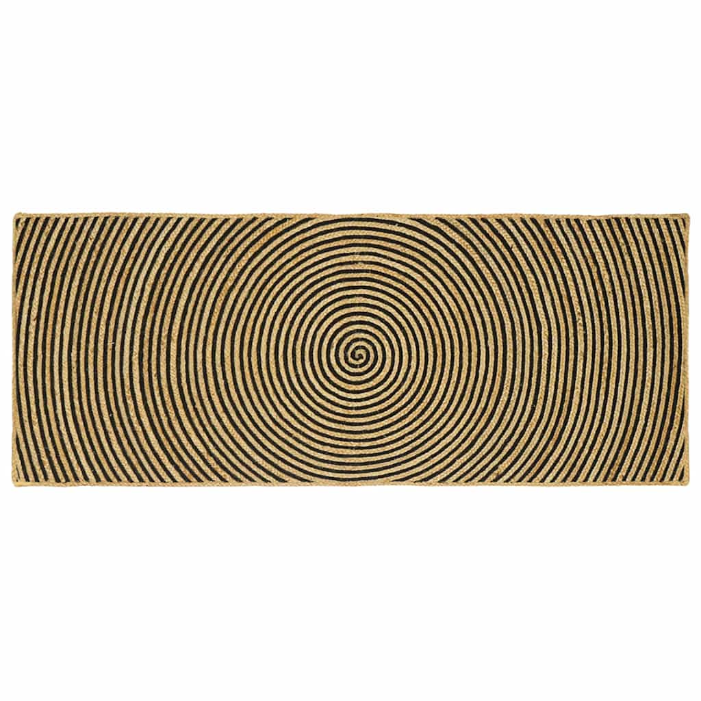 Tappeto Naturale e Nero 80 x 200 cm Juta