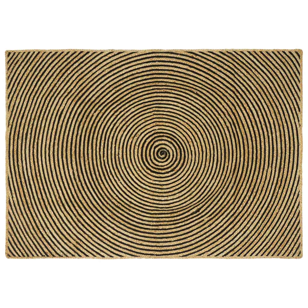 Tappeto Naturale e Nero 140 x 200 cm Juta