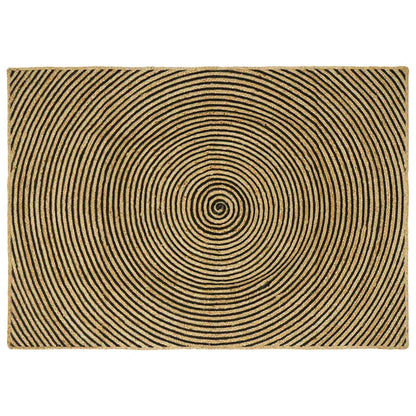 Tappeto Naturale e Nero 140 x 200 cm Juta