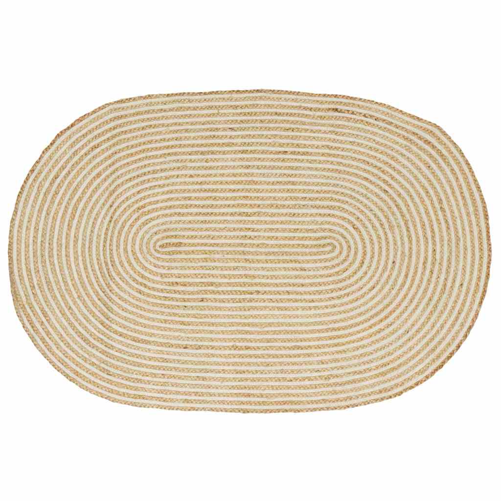 Tappeto Naturale e Bianco 100 x 152 cm Juta