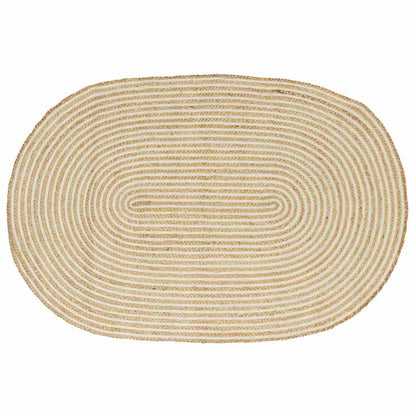 Tappeto Naturale e Bianco 122 x 183 cm Juta