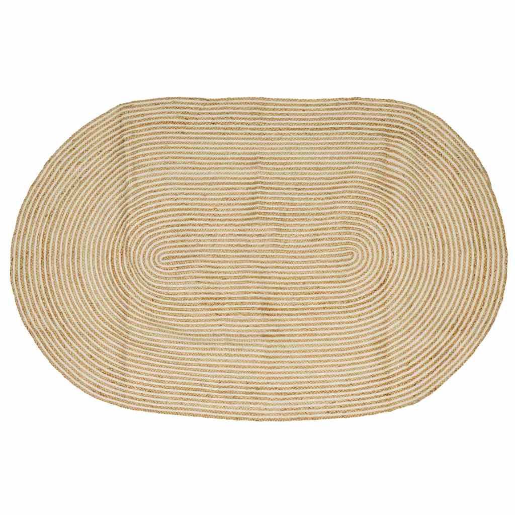 Tappeto Naturale e Bianco 205 x 305 cm Juta