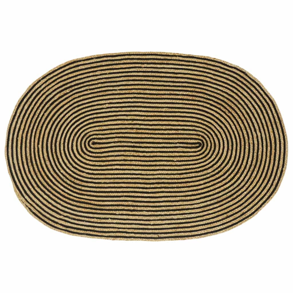 Tappeto Naturale e Nero 122 x 183 cm Juta