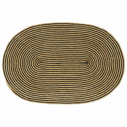 Tappeto Naturale e Nero 122 x 183 cm Juta