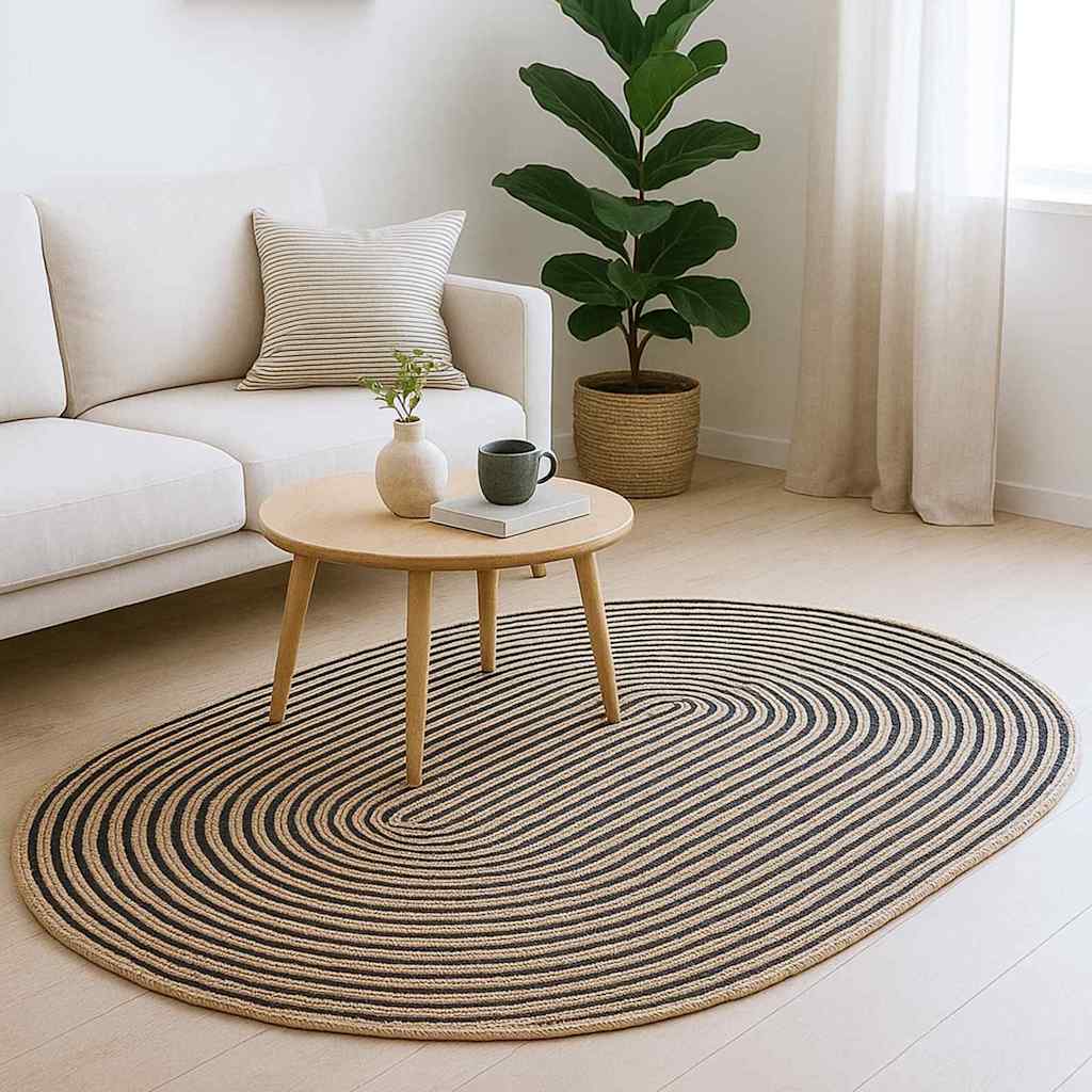 Tappeto Naturale e Nero 152 x 245 cm Juta