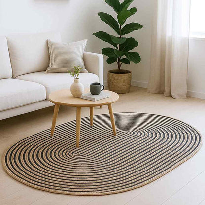 Tappeto Naturale e Nero 152 x 245 cm Juta