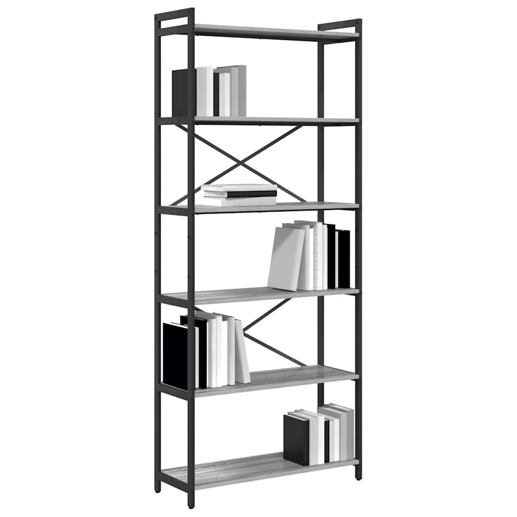 Libreria Grigio sonoma 80 x 30 x 189,5 cm Legno multistrato