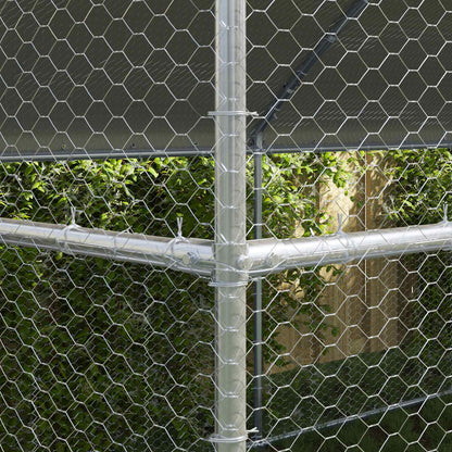 Gabbia per polli 2 pcs Argento 400 x 200 x 200 cm Acciaio e PE