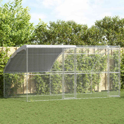 Gabbia per polli 2 pcs Argento 400 x 200 x 200 cm Acciaio e PE
