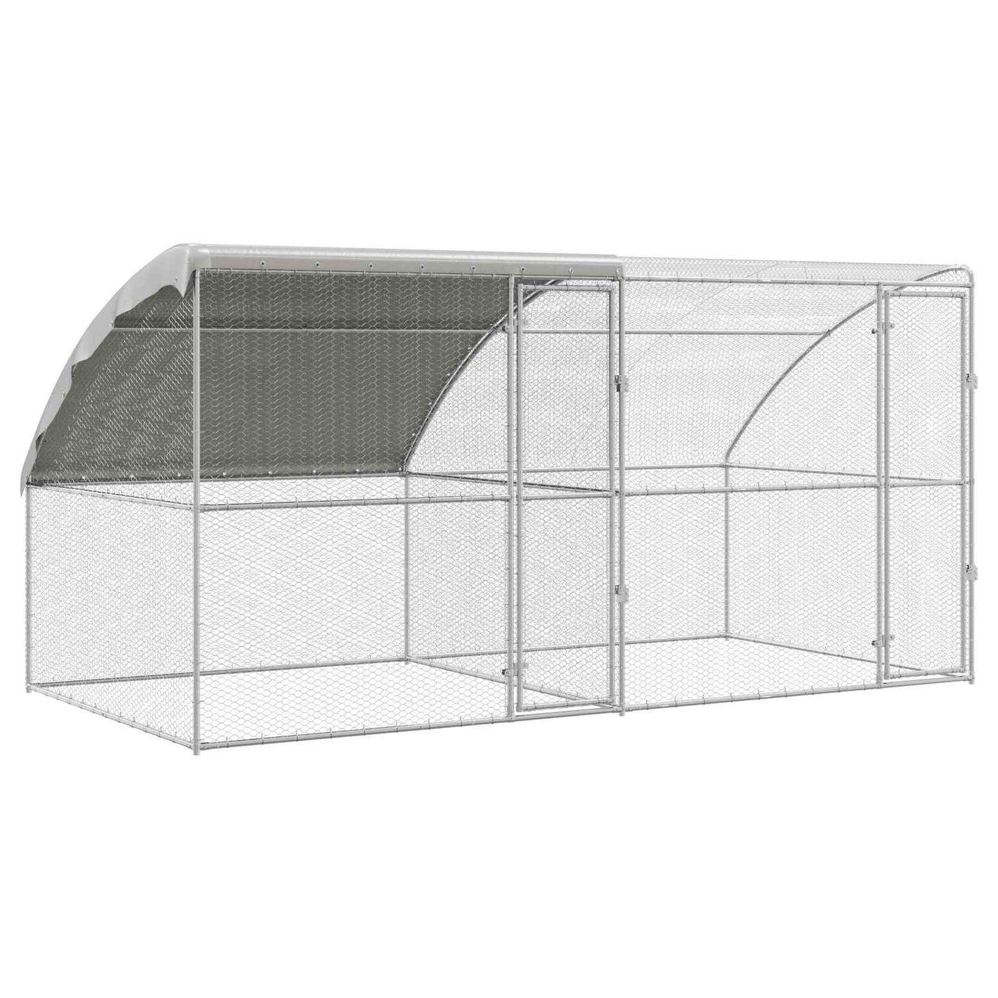 Gabbia per polli 2 pcs Argento 400 x 200 x 200 cm Acciaio e PE