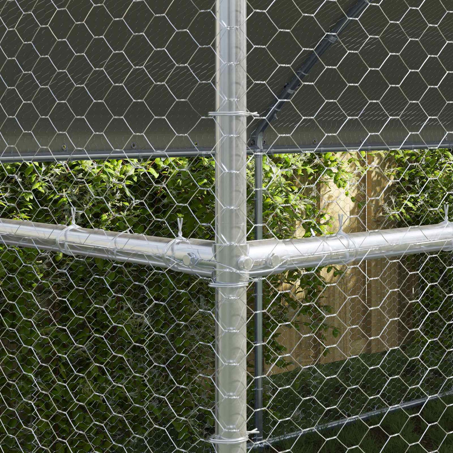 Gabbia per polli 3 pcs Argento 600 x 200 x 200 cm Acciaio e PE
