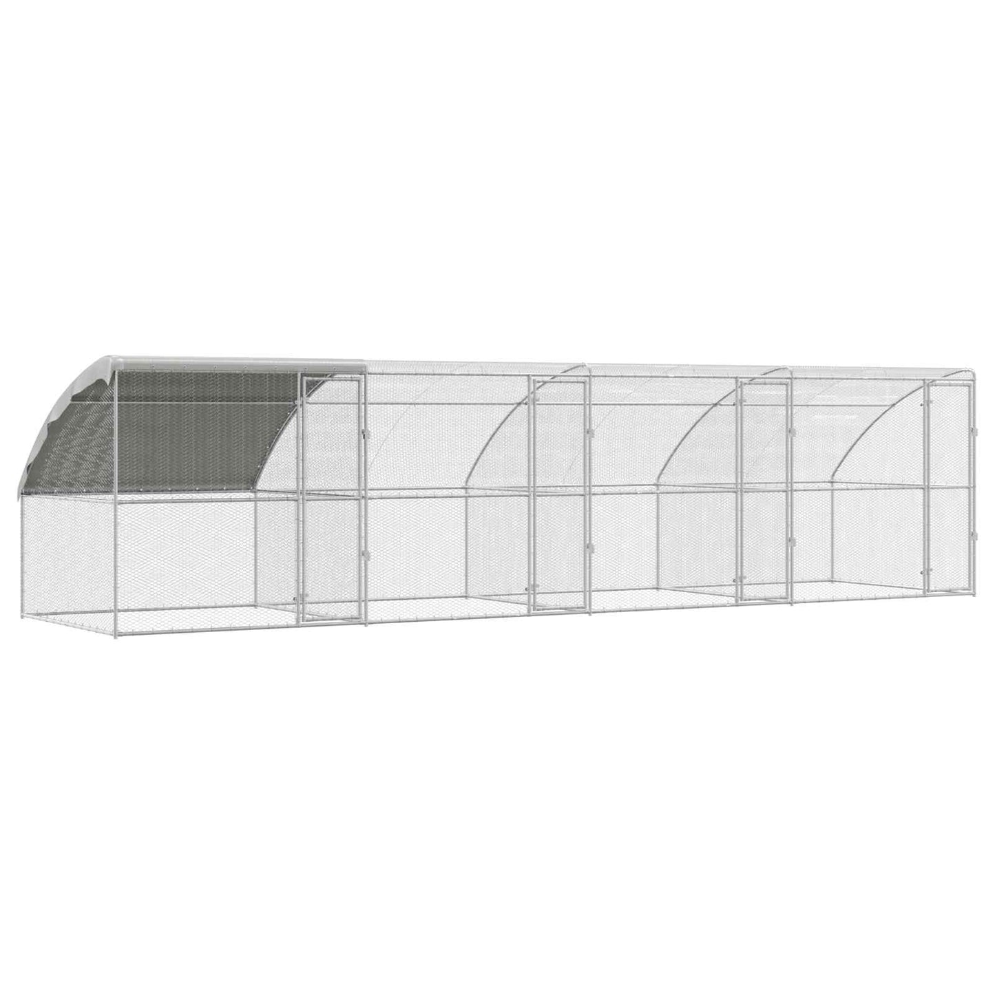 Gabbia per polli 4 pcs Argento 800 x 200 x 200 cm Acciaio e PE