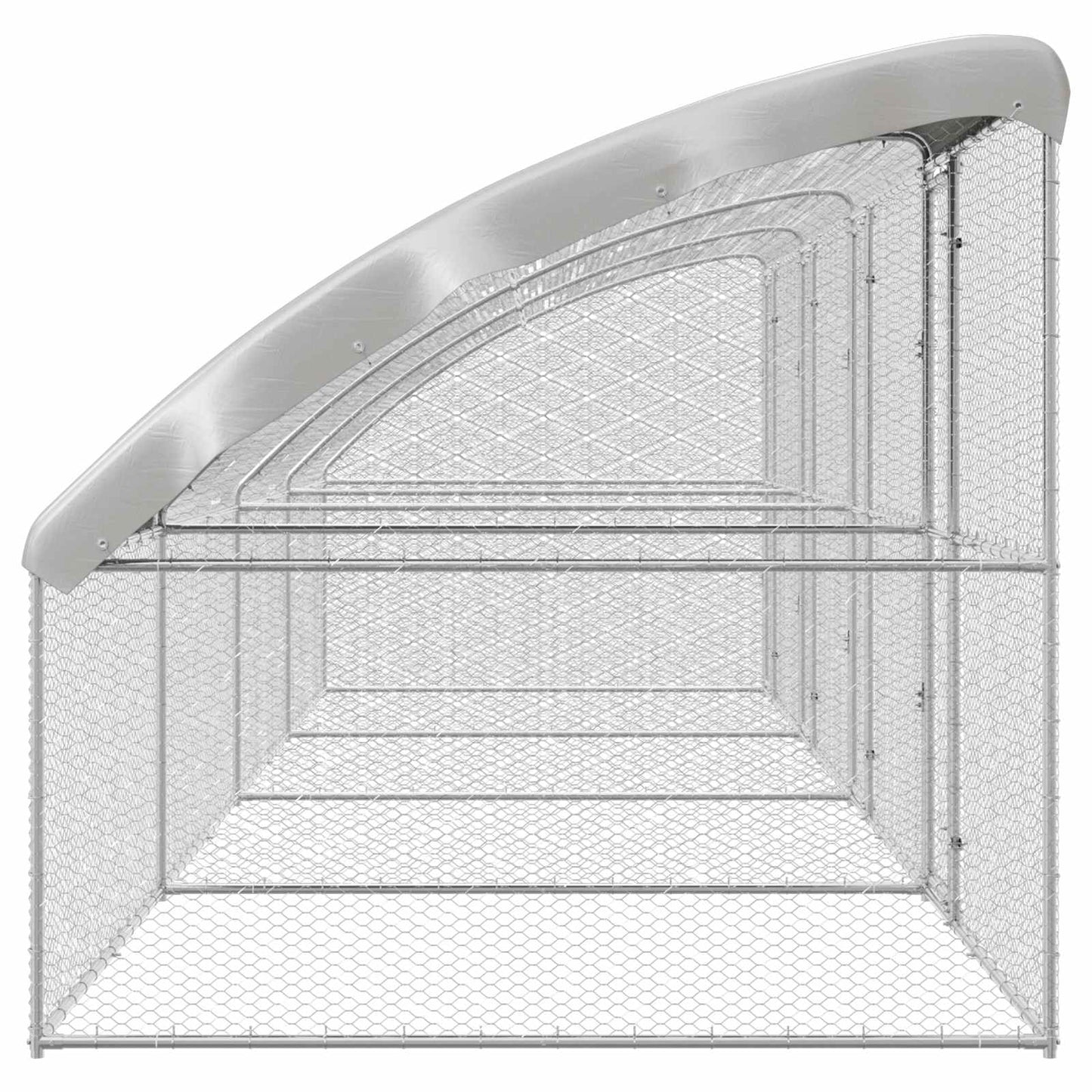 Gabbia per polli 4 pcs Argento 800 x 200 x 200 cm Acciaio e PE