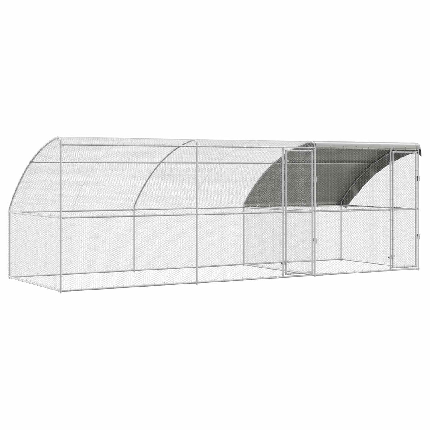Gabbia per polli 3 pcs Argento 600 x 200 x 200 cm Acciaio e PE