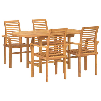 Set da Pranzo per Giardino 5 pcs Marrone Legno di teak solido