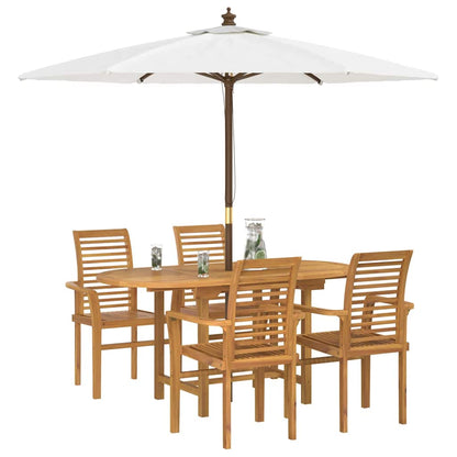 Set da Pranzo per Giardino 5 pcs Marrone Legno di teak solido