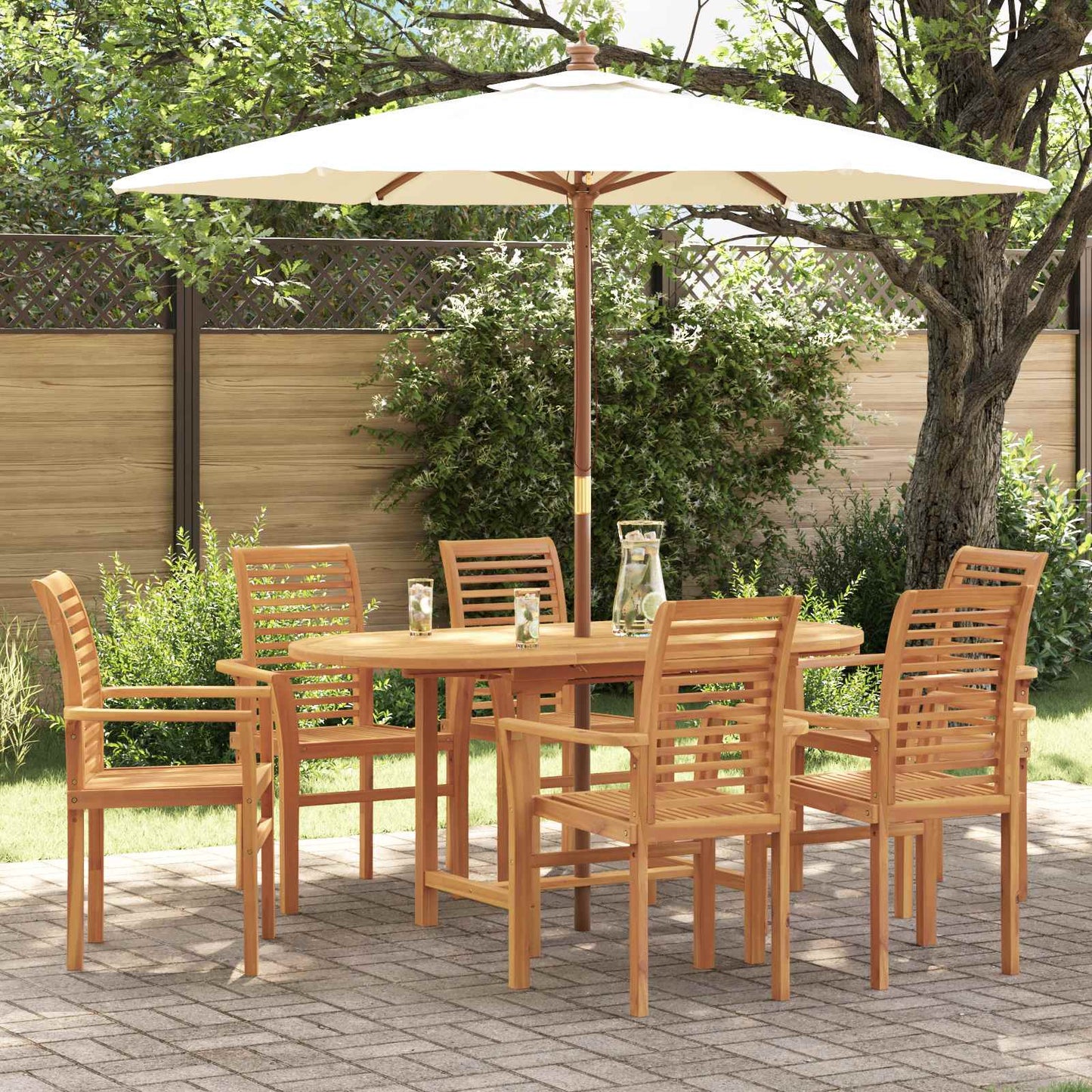 Set da Pranzo per Giardino 7 pcs Marrone Legno di teak solido
