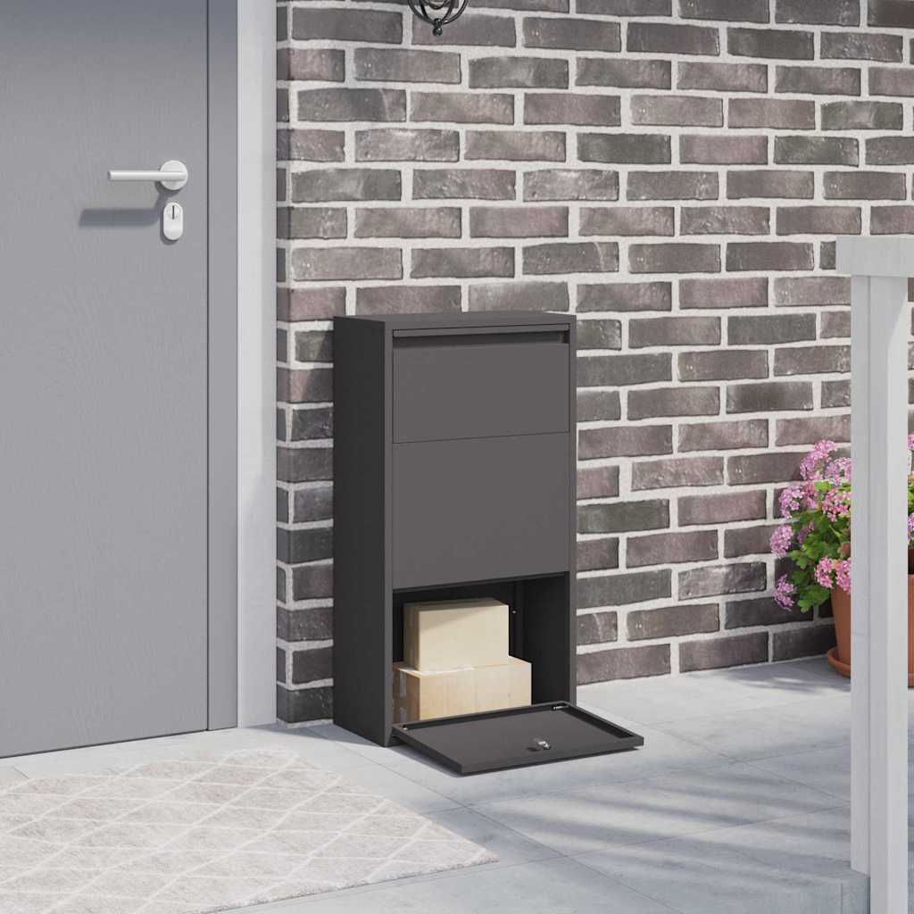 Cassetta per pacchi con porta Nero 44 x 22 x 82 cm Acciaio