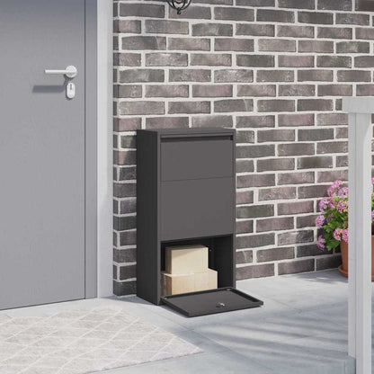 Cassetta per pacchi con porta Nero 44 x 22 x 82 cm Acciaio