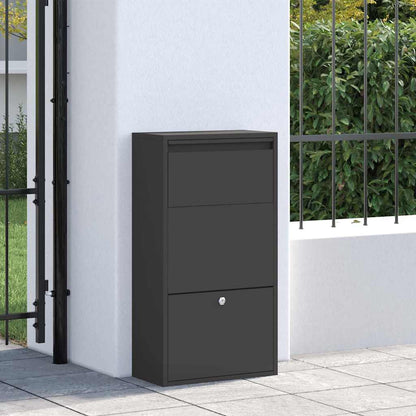 Cassetta per pacchi con porta Nero 44 x 22 x 82 cm Acciaio