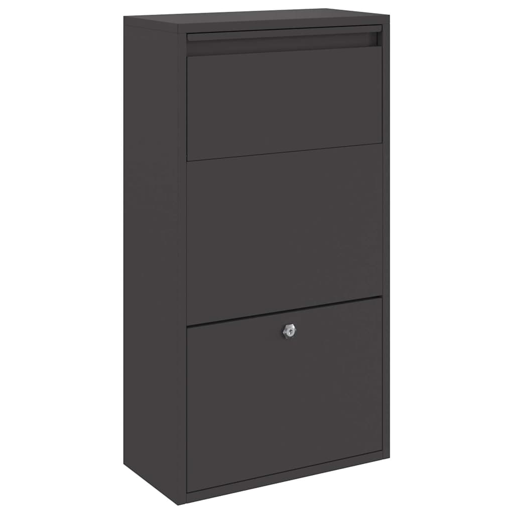 Cassetta per pacchi con porta Nero 44 x 22 x 82 cm Acciaio