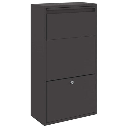 Cassetta per pacchi con porta Nero 44 x 22 x 82 cm Acciaio