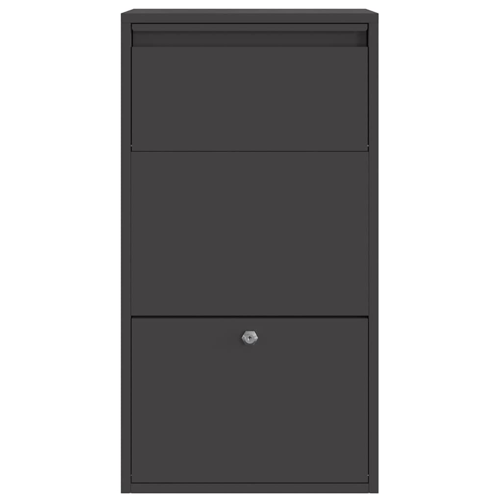 Cassetta per pacchi con porta Nero 44 x 22 x 82 cm Acciaio
