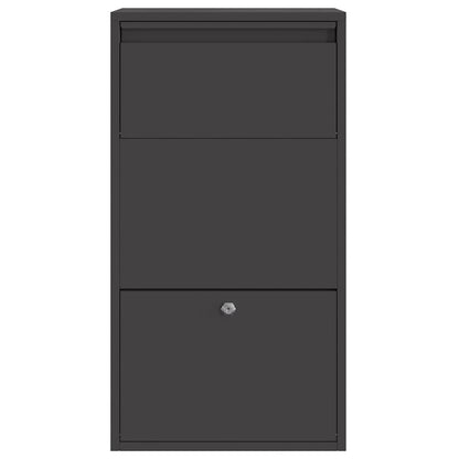 Cassetta per pacchi con porta Nero 44 x 22 x 82 cm Acciaio