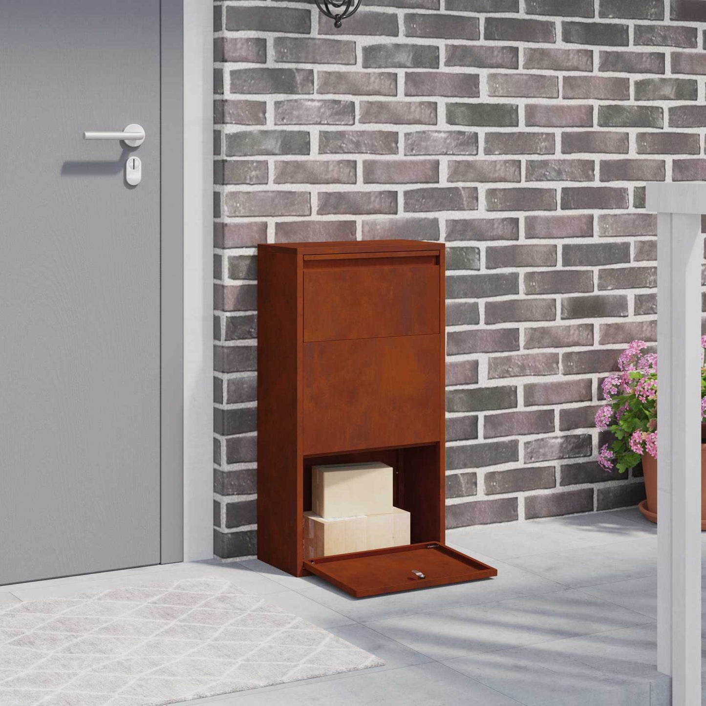 Cassetta per pacchi con archiviazione Ruggine 44 x 22 x 82 cm