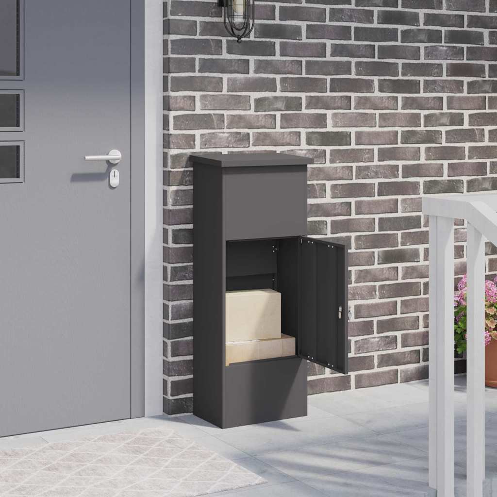 Cassetta per pacchi con porta Nero 44,5 x 29 x 110,5 cm Acciaio