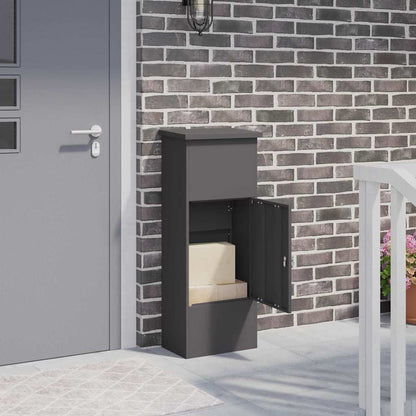 Cassetta per pacchi con porta Nero 44,5 x 29 x 110,5 cm Acciaio