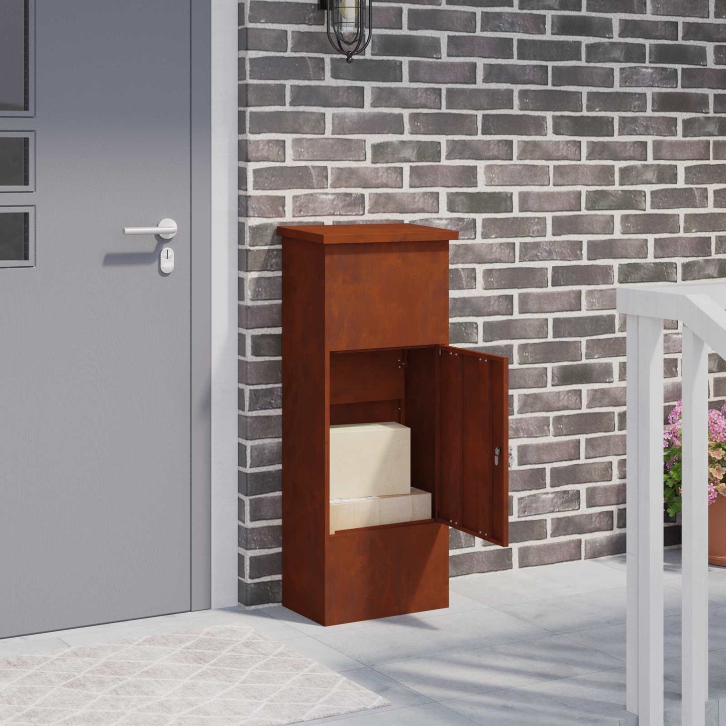 Cassetta per pacchi con porta Ruggine 44,5 x 29 x 110,5 cm