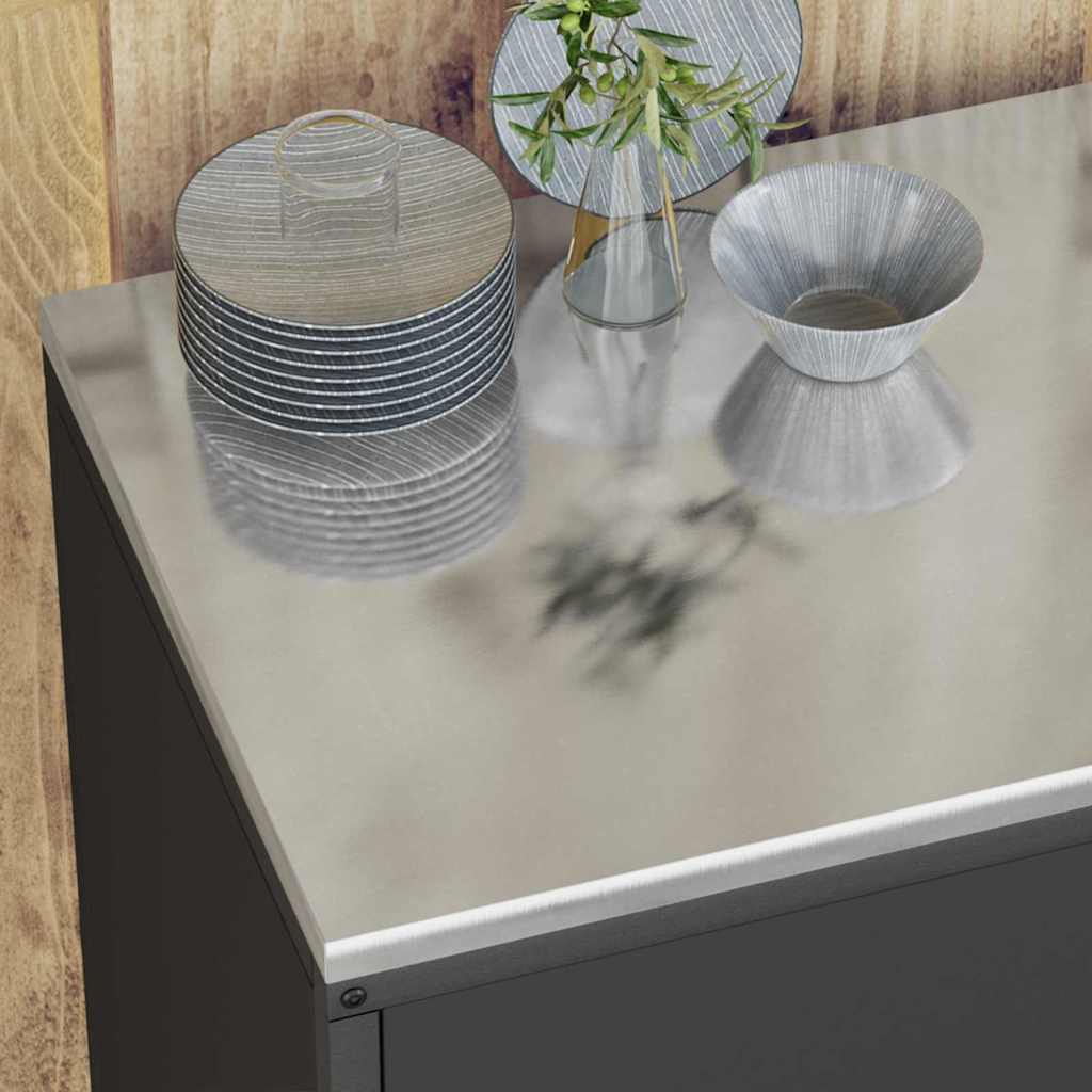 Stoccaggio in cucina con porta Nero 60 x 50 x 92 cm Acciaio