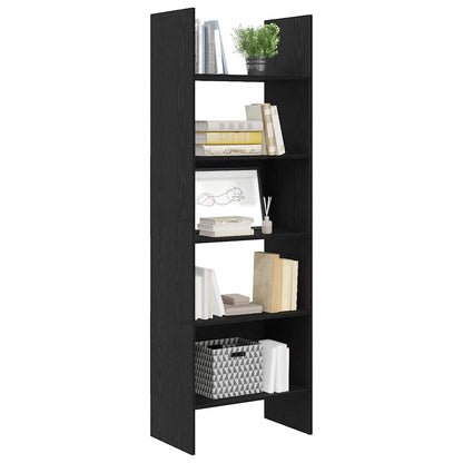 Armadio per Libri Rovere Nero 60 x 35 x 180 cm