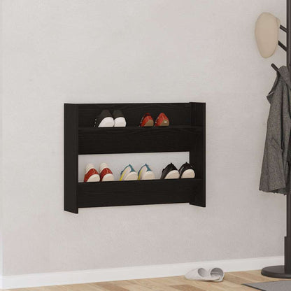 Mobile per scarpe Rovere Nero 85 x 18 x 90 cm Legno multistrato