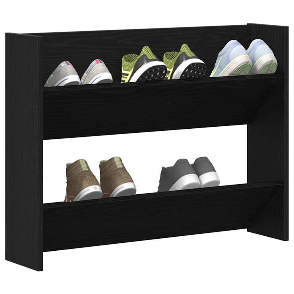 Mobile per scarpe Rovere Nero 85 x 18 x 90 cm Legno multistrato