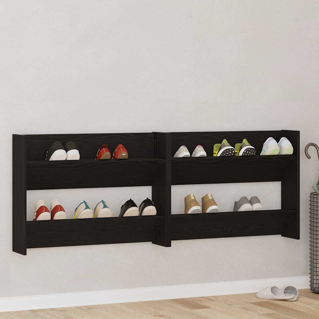 Mobile per scarpe 2 pcs Rovere Nero 85 x 18 x 90 cm