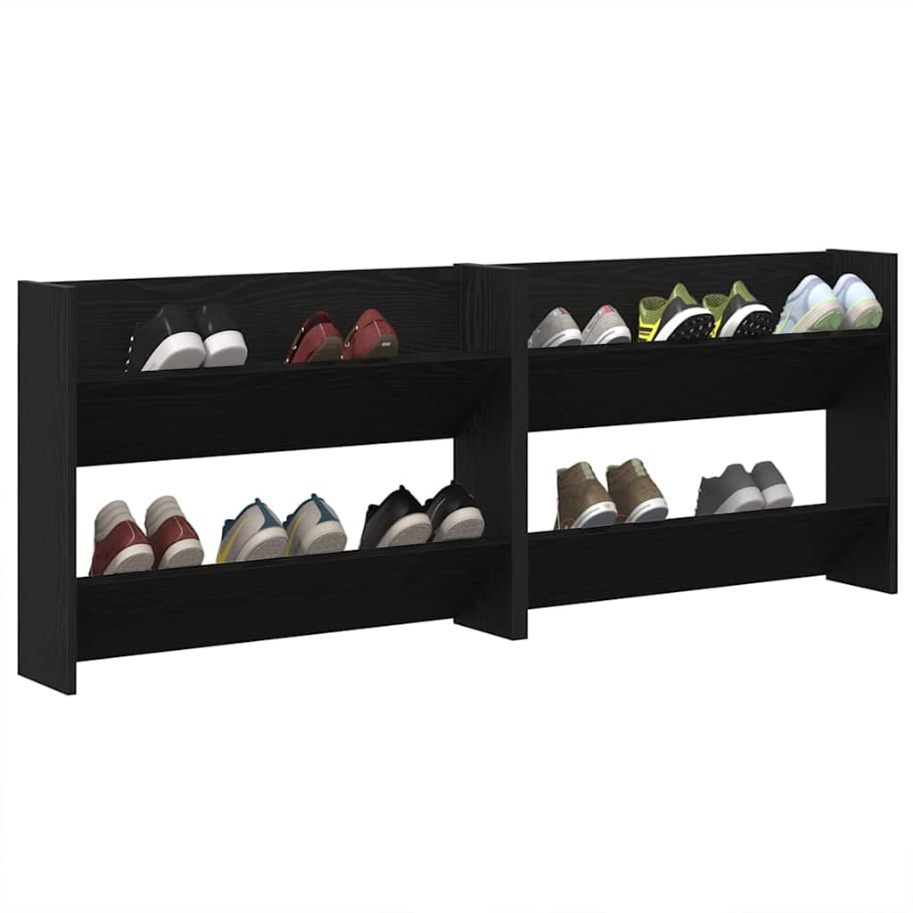 Mobile per scarpe 2 pcs Rovere Nero 85 x 18 x 90 cm